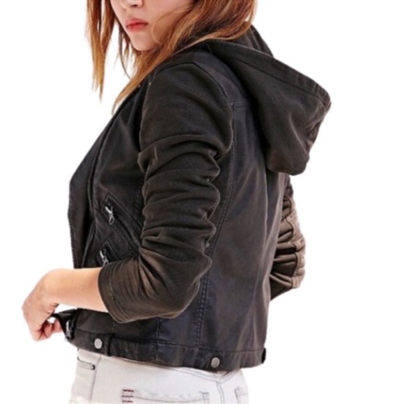 SILENCE AND NOISE Women's Vegan Leather Moto Jacket￨Size Large - Picture 4 of 16